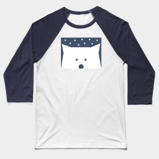 Peek-a-Boo Bear with Starry Night, White and Navy Blue Baseball T-Shirt